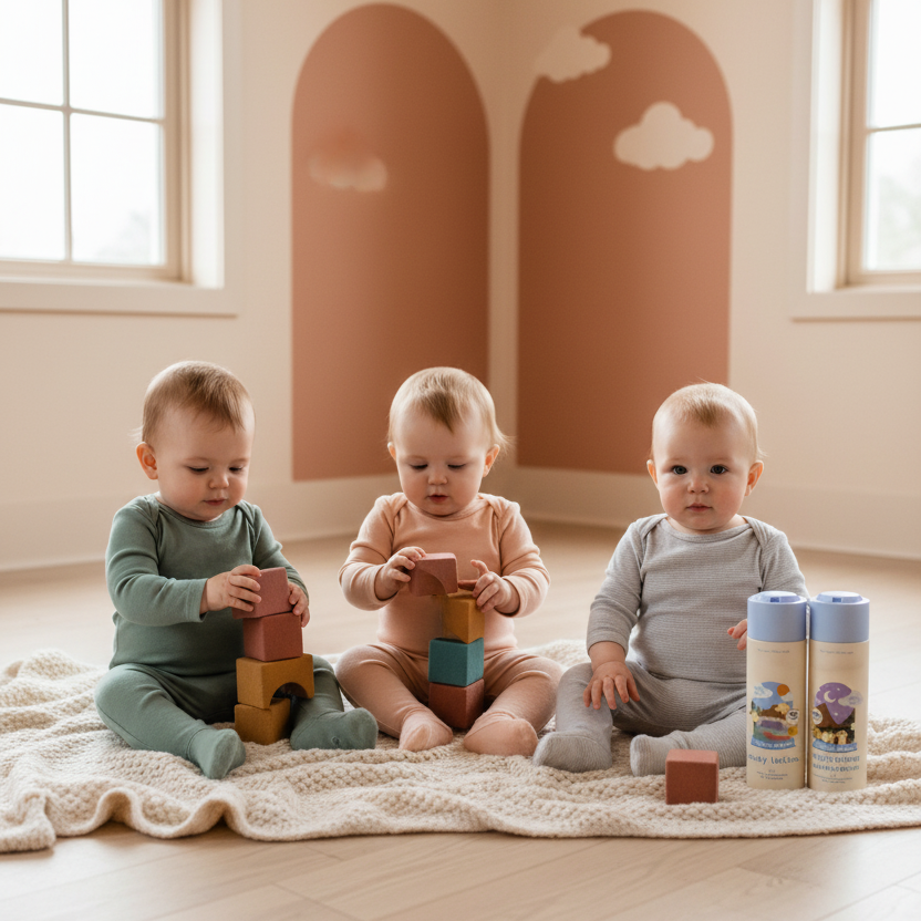 Three Babies with Products
